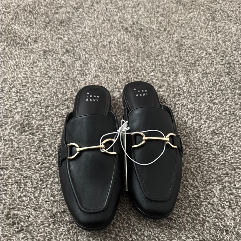 Black Slip-On Mules